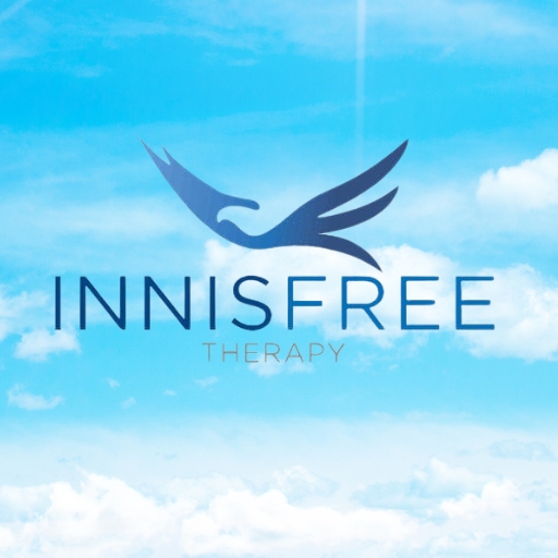 Innisfree Therapy logo over summer clouds